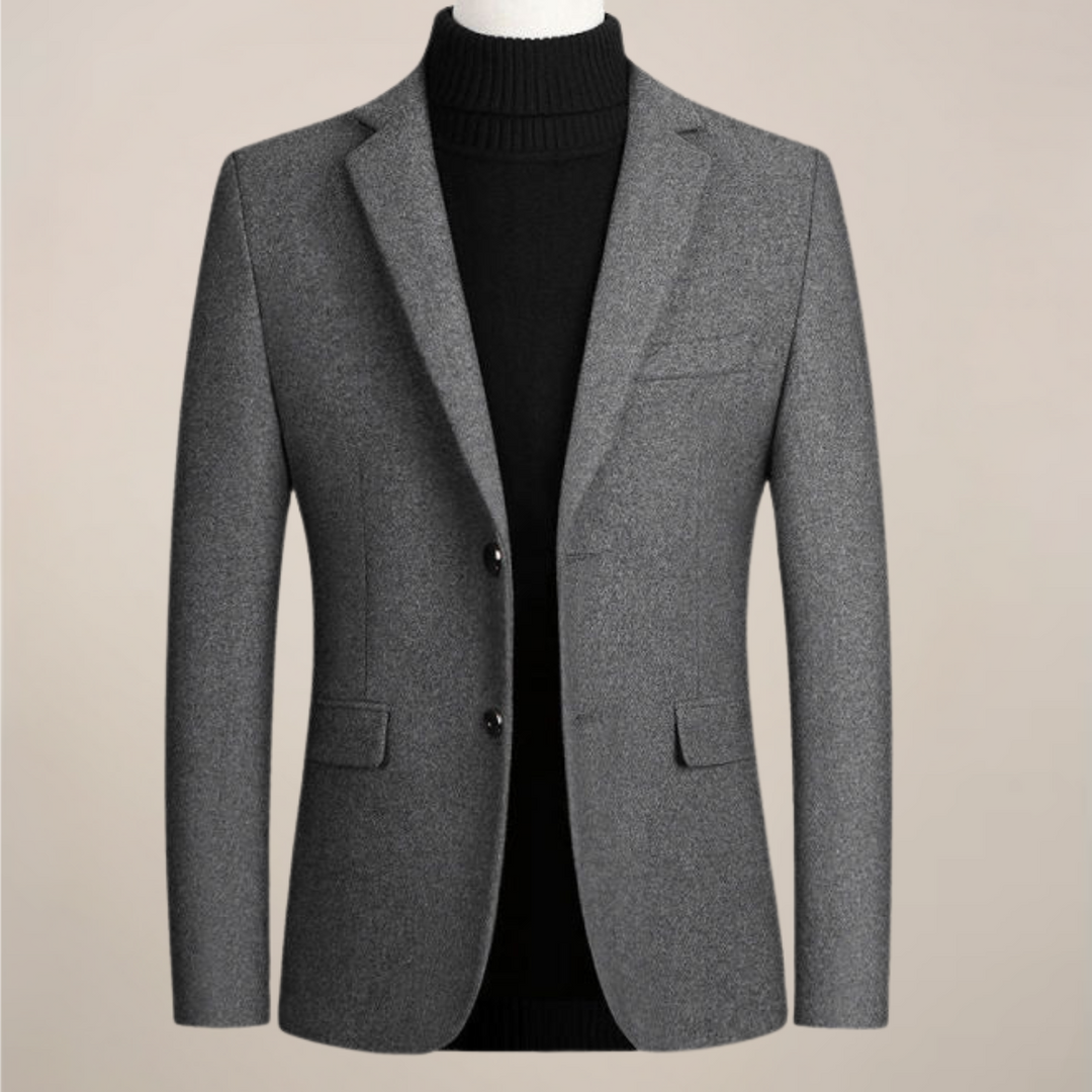Modern men's sophisticated blazer. This tailored jacket elevates any outfit for formal or casual events.