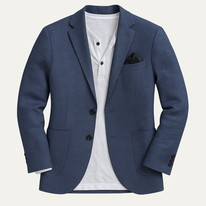 Stylish men's tailored blazer jacket for business casual or formal wear. Elegant men's fashion for events.