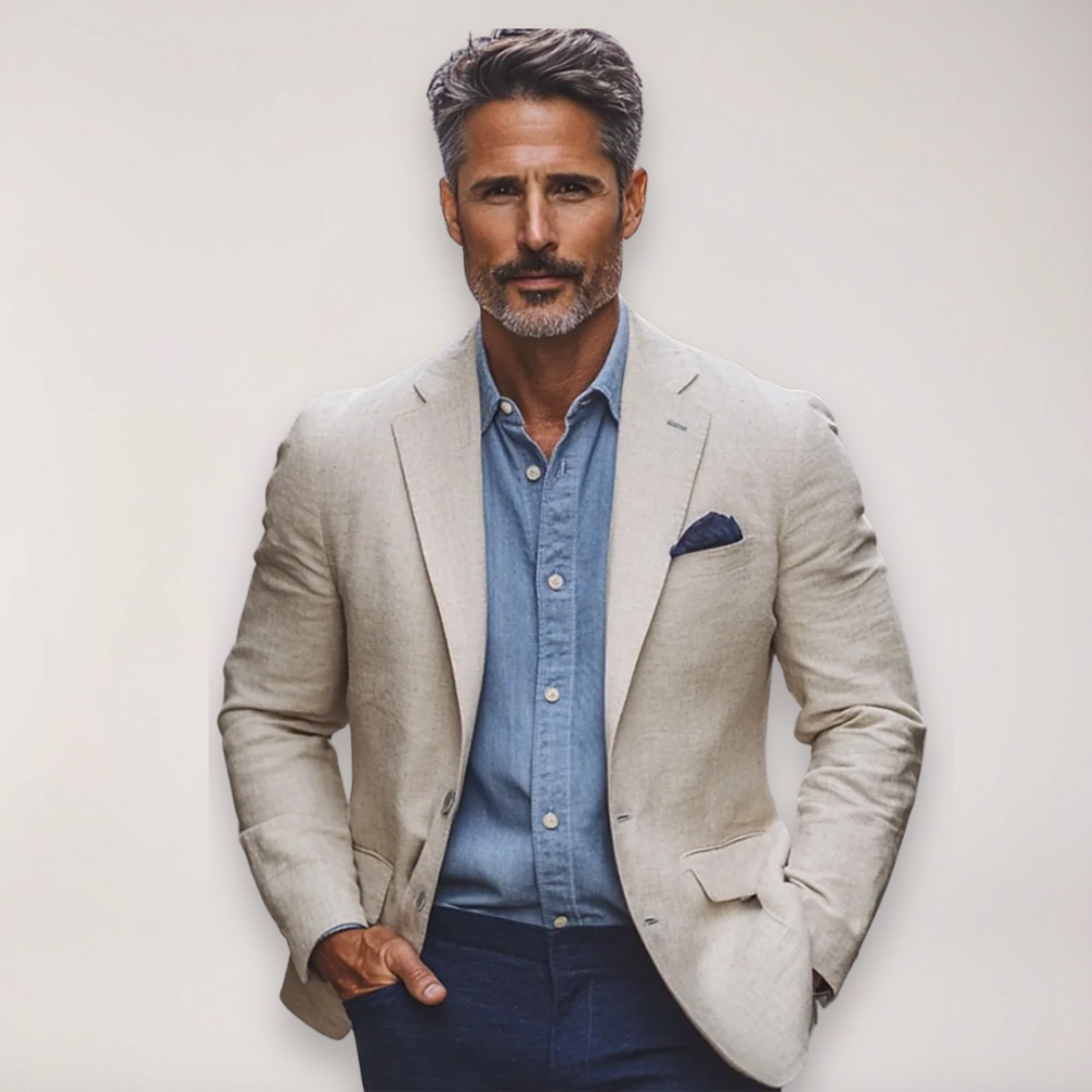 Men's smart casual blazer, tailored fit. Versatile outerwear for office wear, events & modern mens fashion.