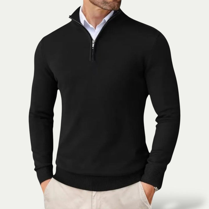 Men's smart casual half-zip pullover, a versatile long-sleeve top for everyday layering.