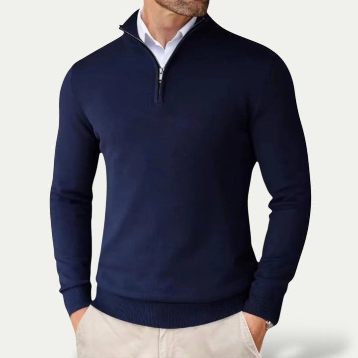 Versatile men's smart casual half-zip long-sleeve pullover, great for any season.
