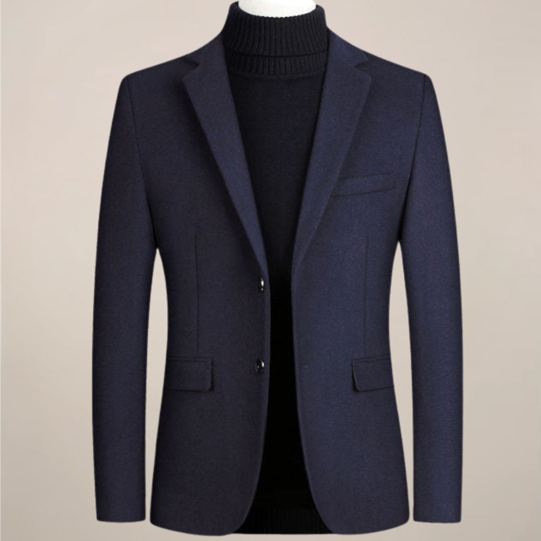 Versatile men's tailored two-button blazer. Ideal smart casual jacket for office wear, evening events & mens fashion.