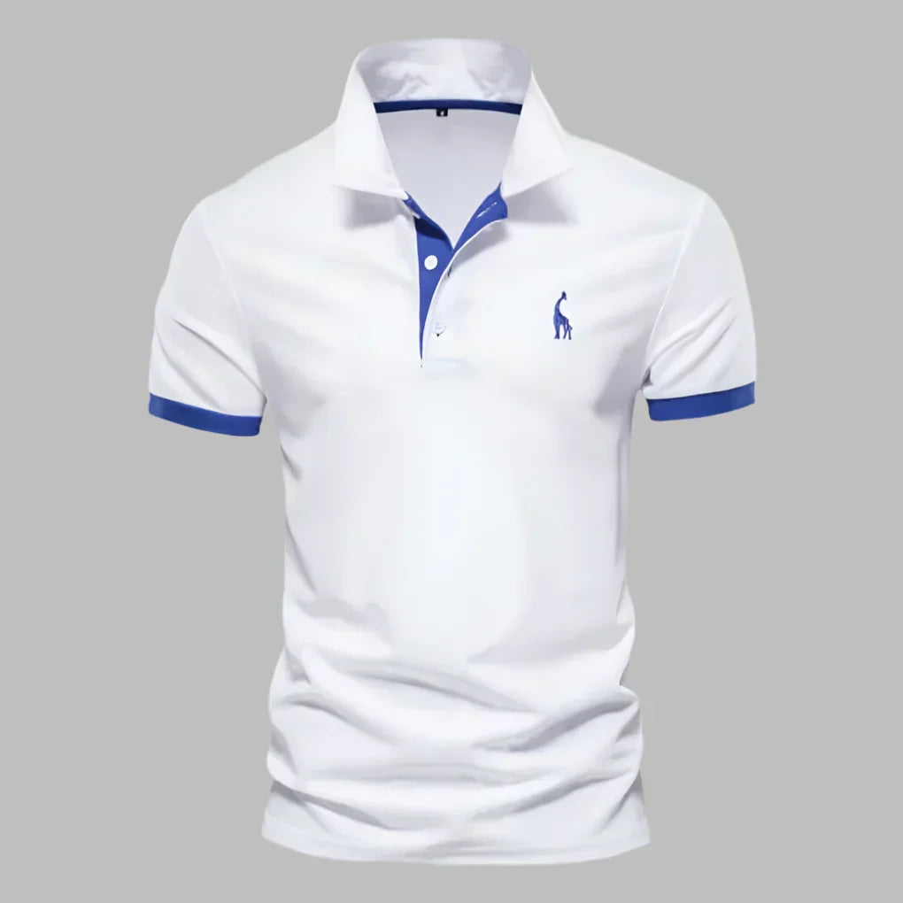 Men's Smart Contrast Trim Polo Shirt, short sleeve, in a classic color, perfect for smart casual everyday style.