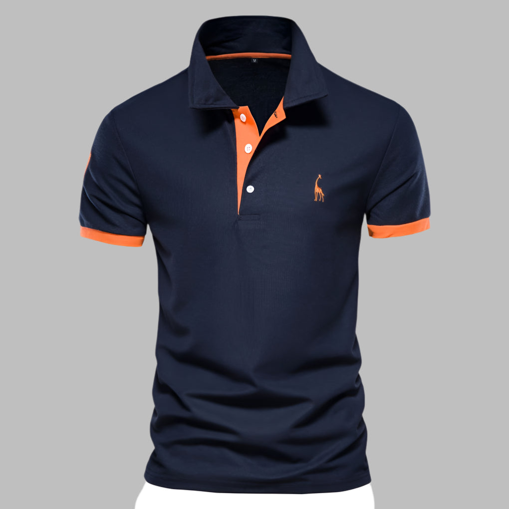Flat lay of a new Men's Smart Contrast Trim Polo Shirt, showing its full design and short sleeves, versatile top.