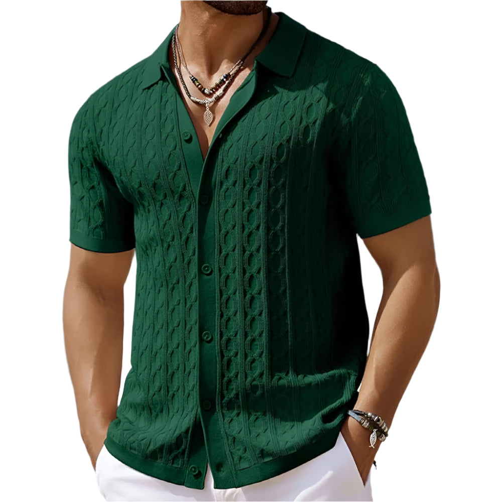 Men's smart polo shirt with button-down collar, short sleeve for refined style.