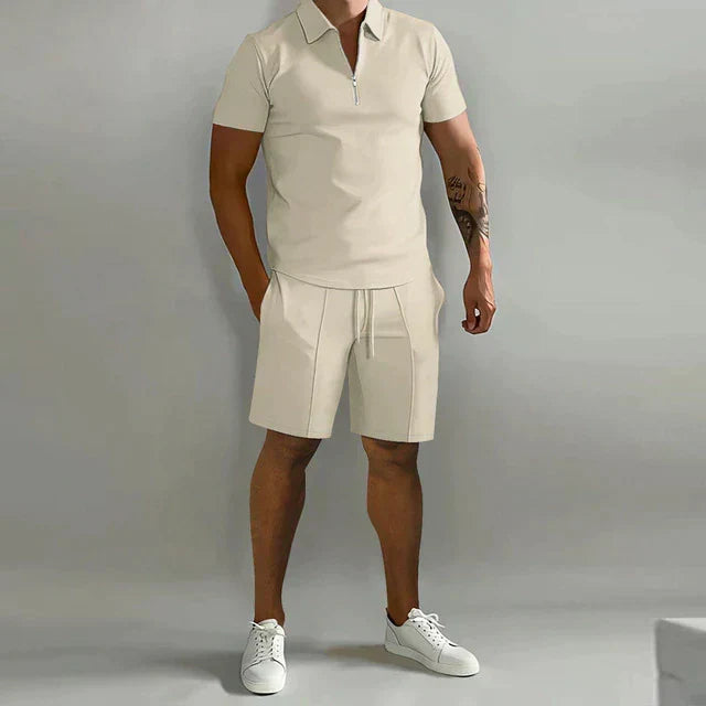 Lightweight men's summer polo and shorts set, ideal for warm weather activities and relaxed fashion.