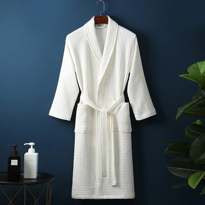 Treat yourself to a men's soft cotton spa robe, perfect breathable loungewear for relaxation.