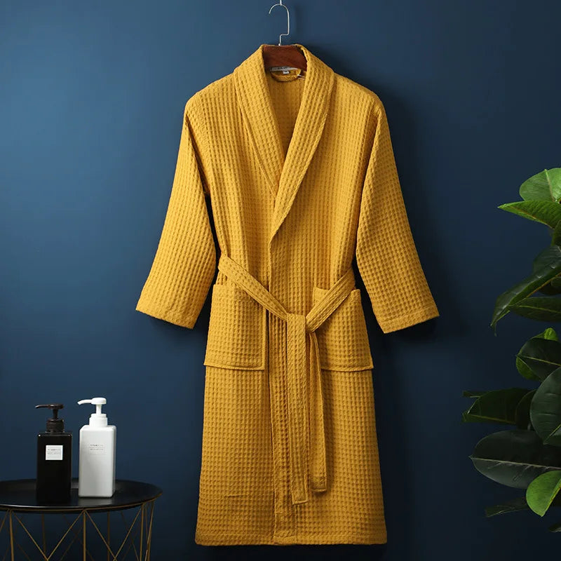 Premium cotton bathrobe for men, offering ultimate softness and breathability for home comfort.