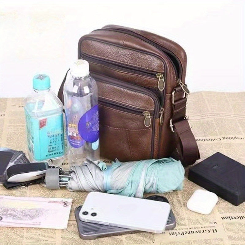 Versatile men's shoulder bag, functions as a crossbody or messenger for daily & travel needs.