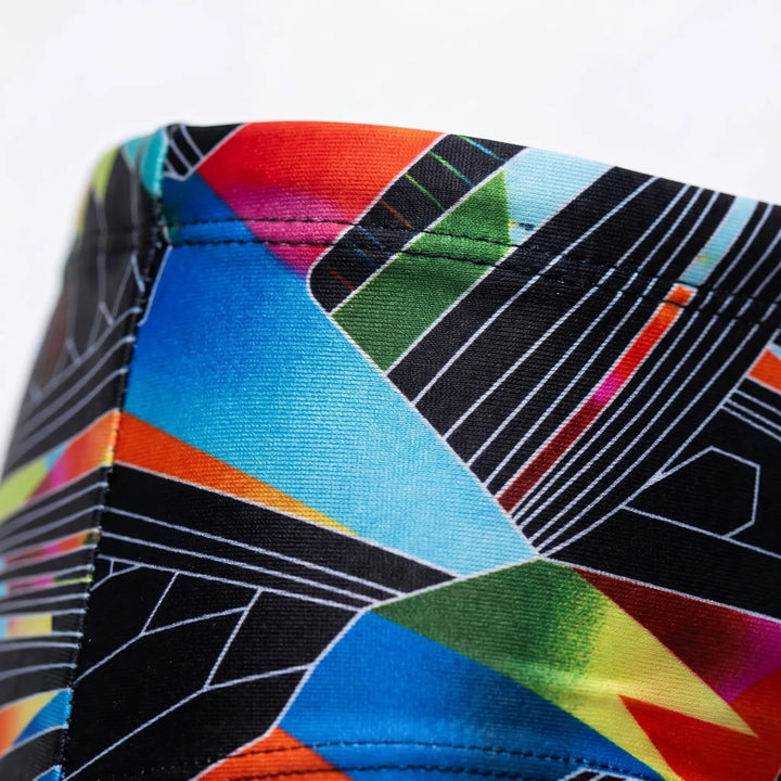 Padded option men's square cut swim trunks, offering comfort for active water sports.