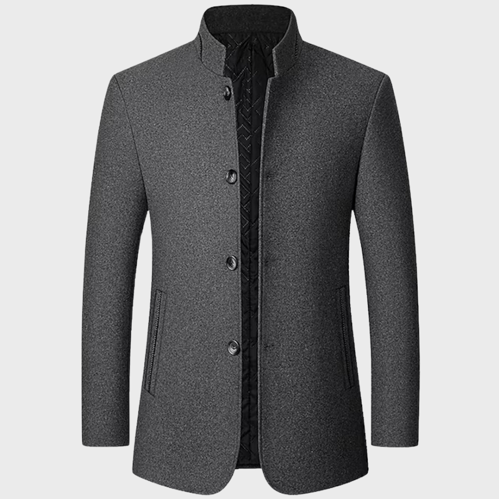 Men's stand collar business trench coat, perfect for stylish professional occasions and formal wear.