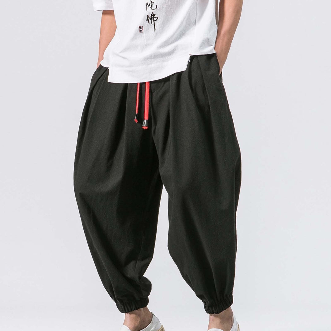 Men's Stride Baggy Harem Jogger Pants, comfortable casual lounge wear with elastic waist.