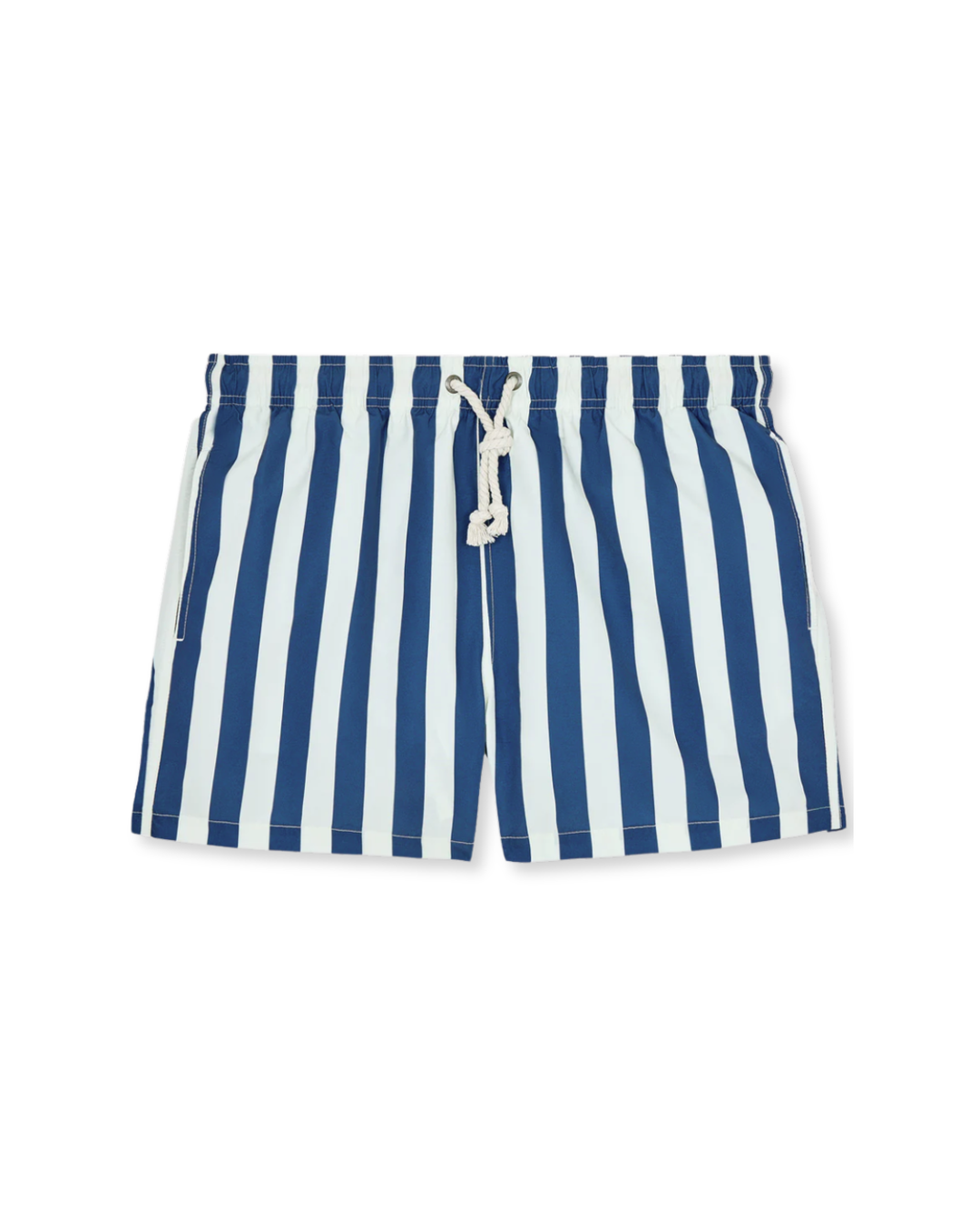 Bold men's striped swim shorts for effortless summer fashion. Ideal resort wear and beach style. Quick dry material.