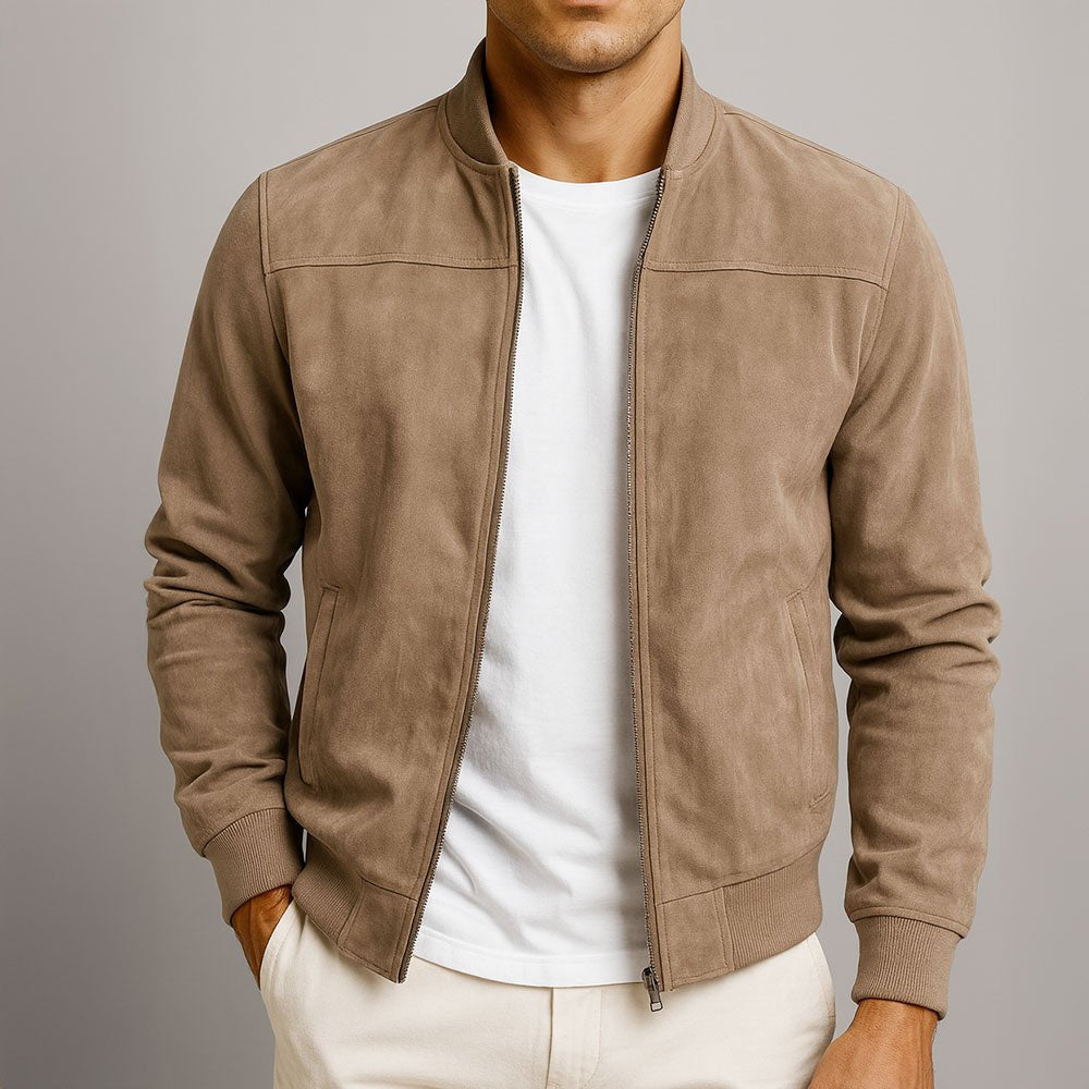 Tailored men's structured jacket, a stylish bomber for smart casual outerwear and versatile men's fashion.