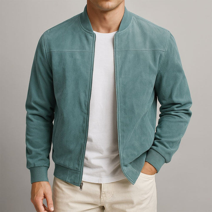 Versatile men's bomber jacket for smart casual outfits; structured outerwear for everyday wear & stylish layering.