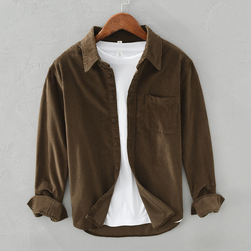 Stylish men's button-up shirt, a comfortable long-sleeve casual top with chest pocket for versatile wear.