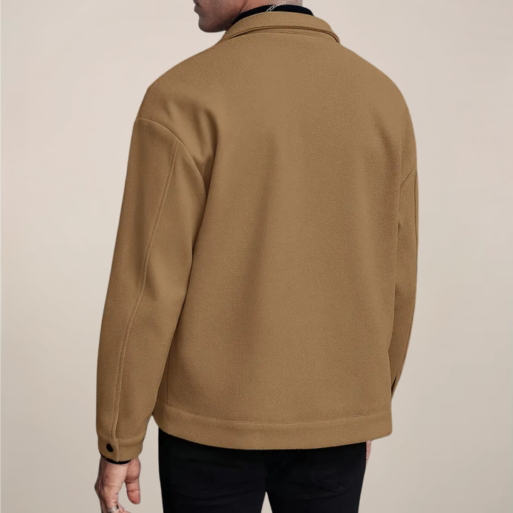 Warm men's button-up jacket for fall & winter. Smart casual style, collared design, ideal everyday outerwear.