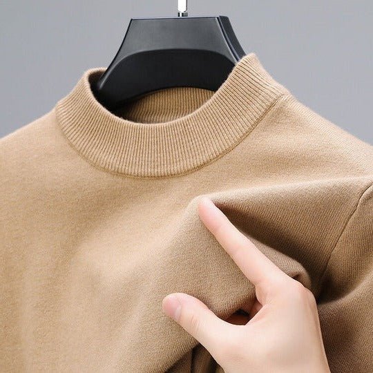 Men's stylish mock neck pullover sweater, perfect for everyday comfort & versatile fall fashion.