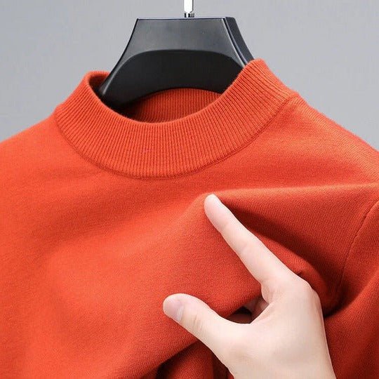 Stylish men's long sleeve mock neck pullover, ideal for casual wear or semi-formal occasions.