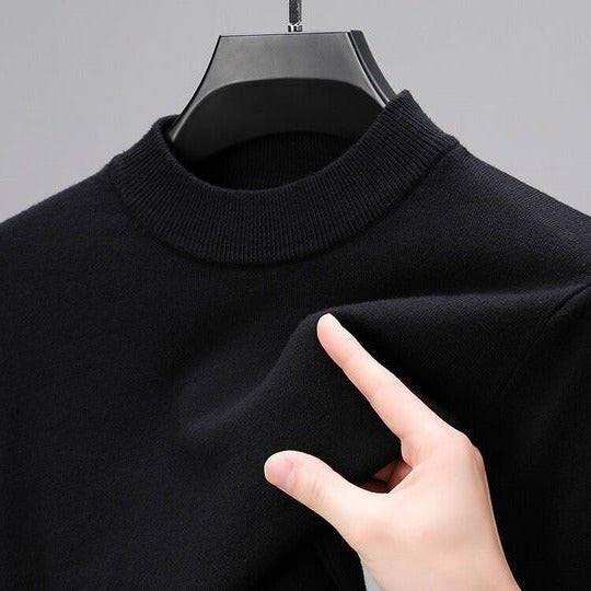 Trendy men's mock neck top, a stylish pullover sweater suitable for casual or smart-casual outfits.
