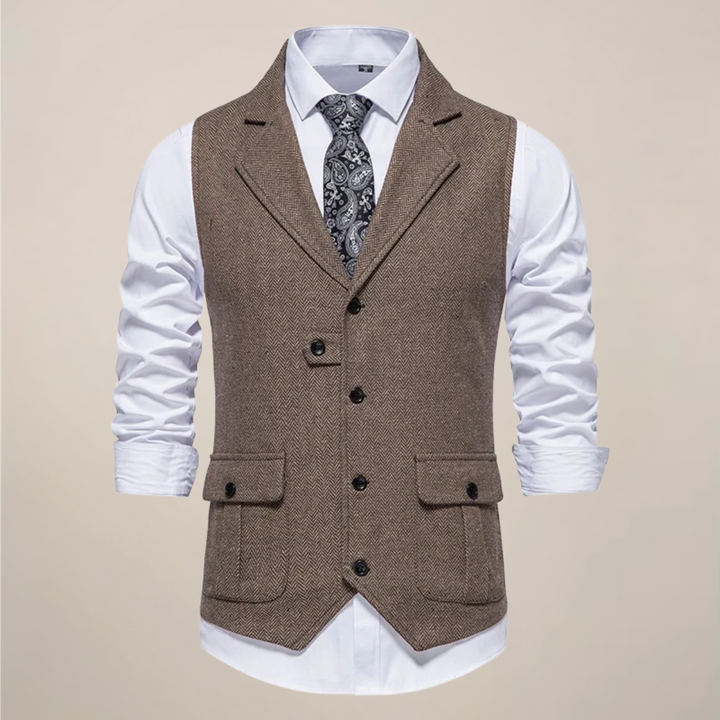 Men's stylish notch lapel waistcoat vest, perfect for formal or casual layered outfits.
