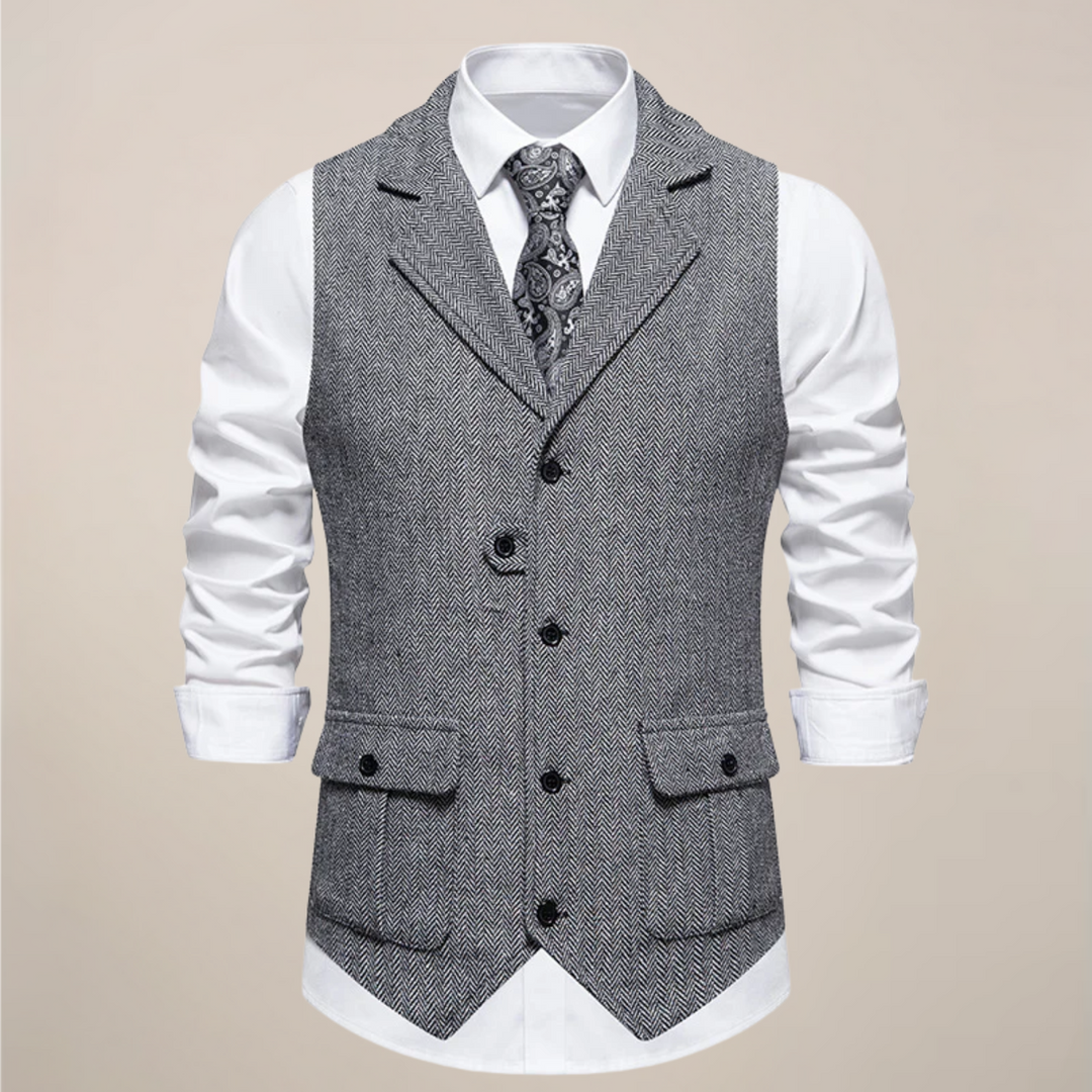 Men's formal notch lapel waistcoat, a tailored vest designed for stylish and elegant eventwear.