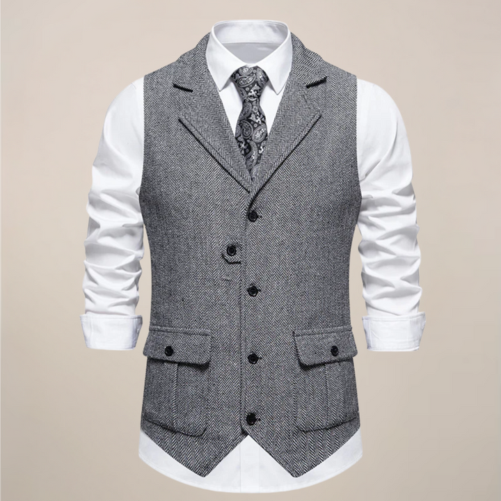 Men's formal notch lapel waistcoat, a tailored vest designed for stylish and elegant eventwear.