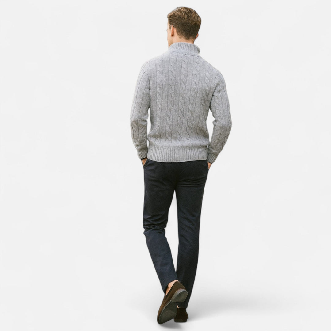 Man wearing a sleek open-front cardigan, ideal for everyday fashion & versatile casual to smart casual layering.