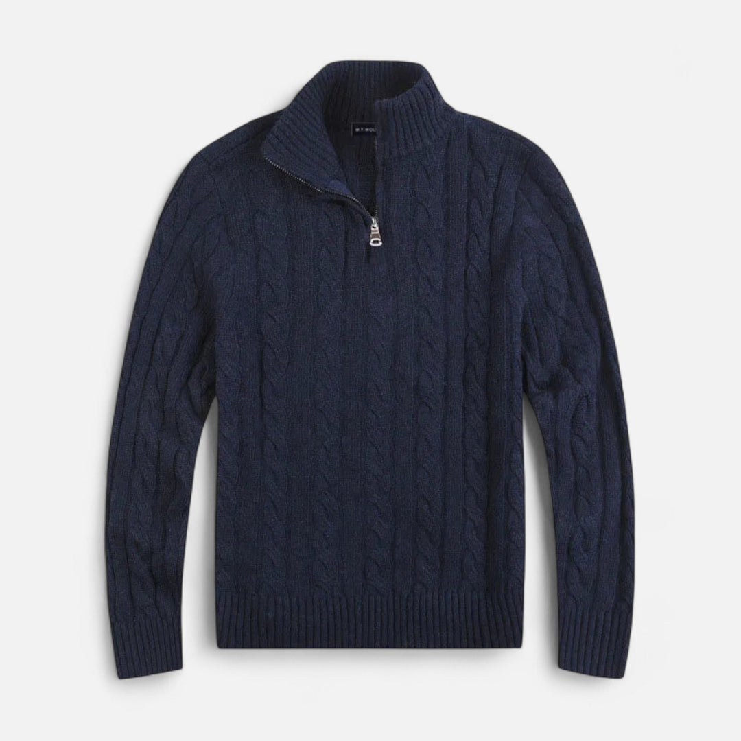 Full length view of a modern men's long sleeve open-front cardigan, styled for effortless layering.