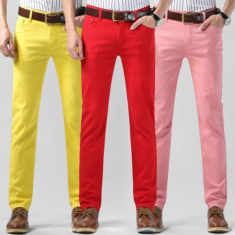 Men's stylish regular fit colored trousers, breathable cotton blend for everyday comfort.