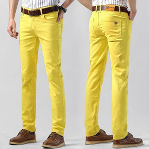 Regular fit men's casual colored pants. Breathable, comfortable cotton blend for versatile daily style.