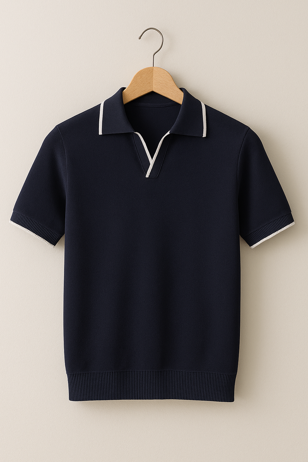 Slim fit men's short sleeve polo with contrast trim, a versatile top for smart casual summer fashion.