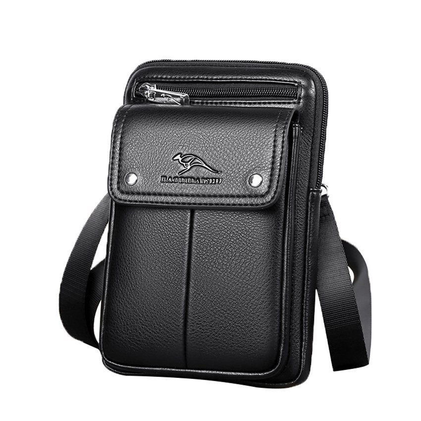 Men's stylish vertical crossbody bag with front pocket for daily essentials.
