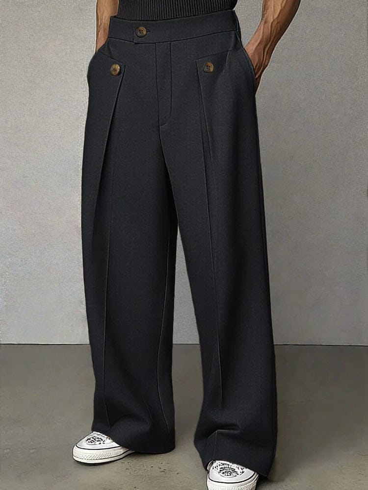 Men's stylish wide-leg pleated trousers offering maximum comfort & a contemporary look for modern men.