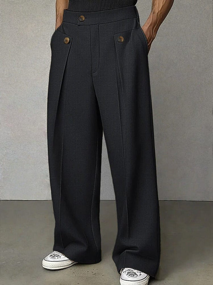 Men's stylish wide-leg pleated trousers offering maximum comfort & a contemporary look for modern men.