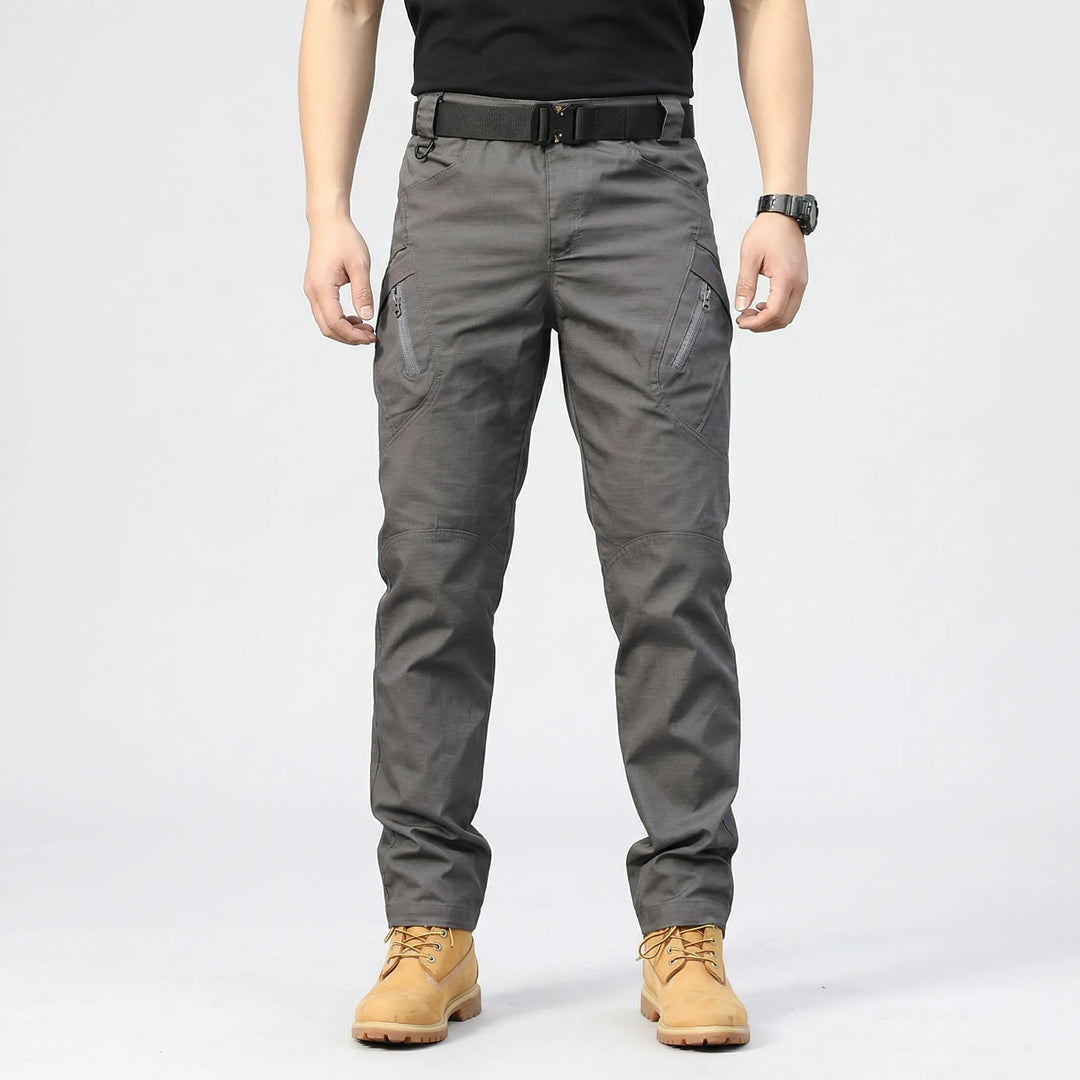 Rugged men's tactical workwear cargo pants, featuring 9 convenient pockets, durable for daily utility.