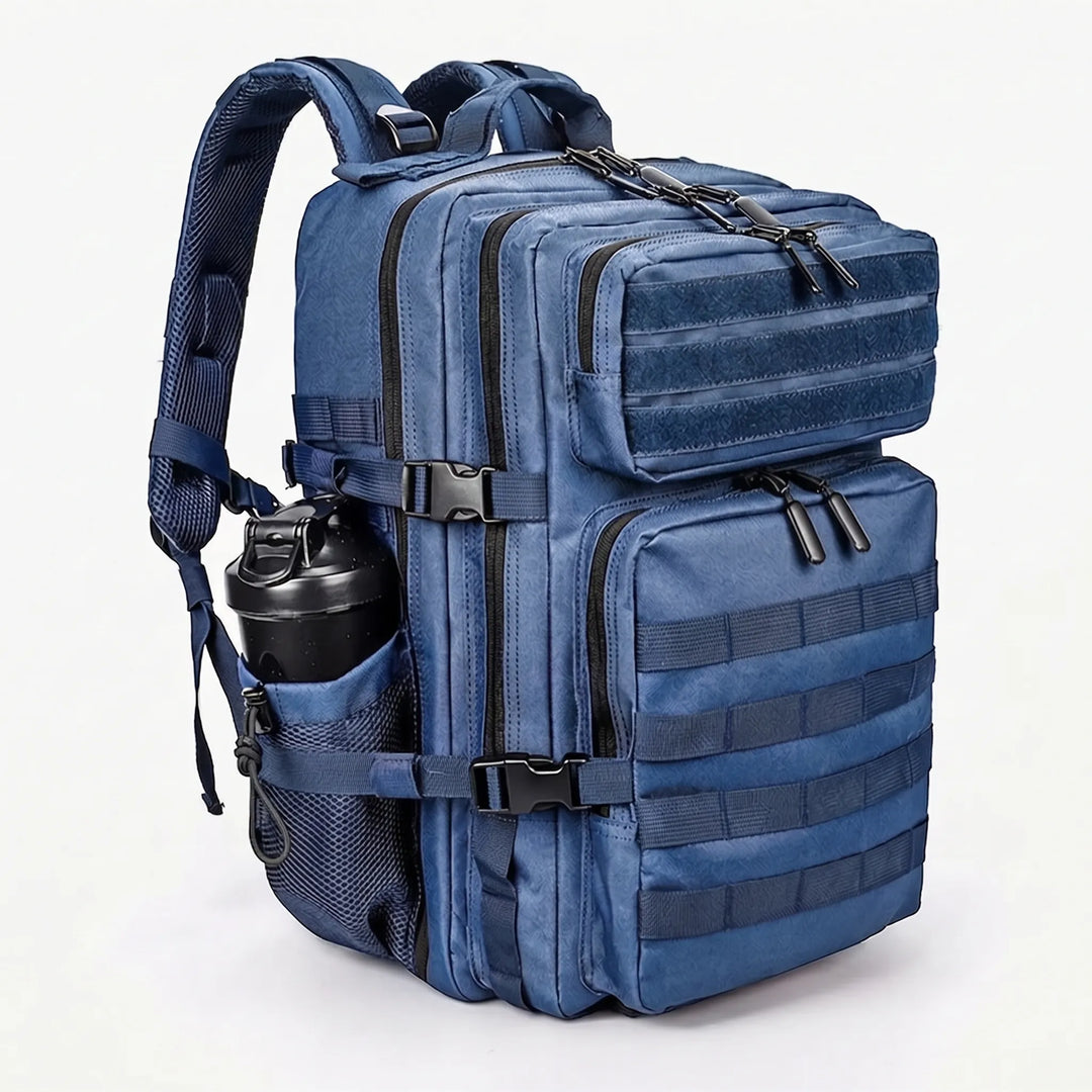 Robust men's hiking backpack, essential camping gear with Molle system for rugged outdoor adventures.