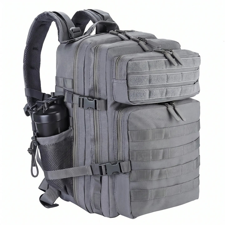 Organized interior of a men's tactical daypack, multiple compartments for efficient gear storage.