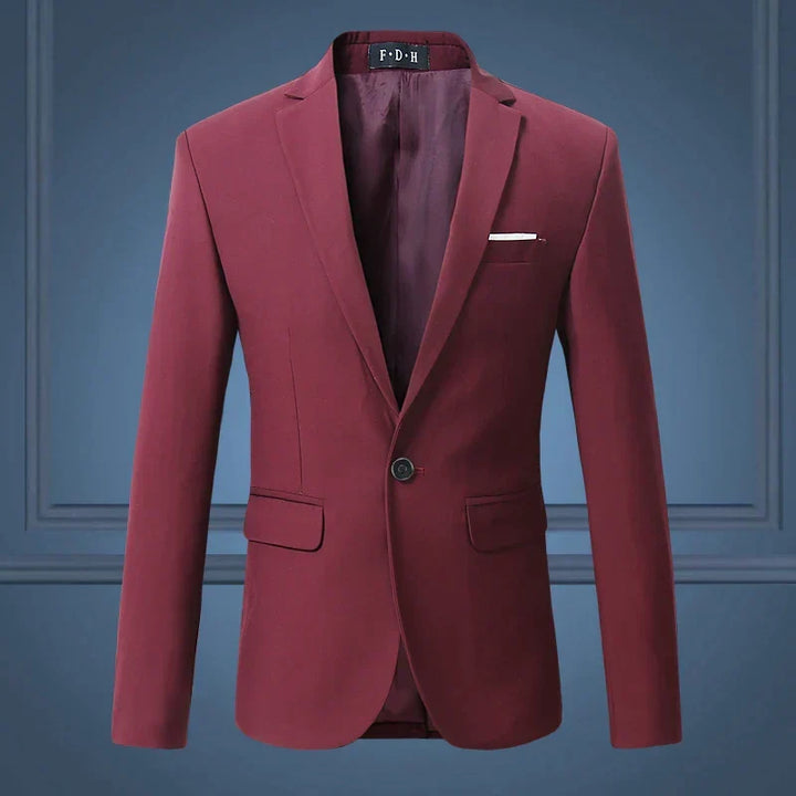 Slim fit men's formal blazer, a single-breasted jacket for professional or casual events.