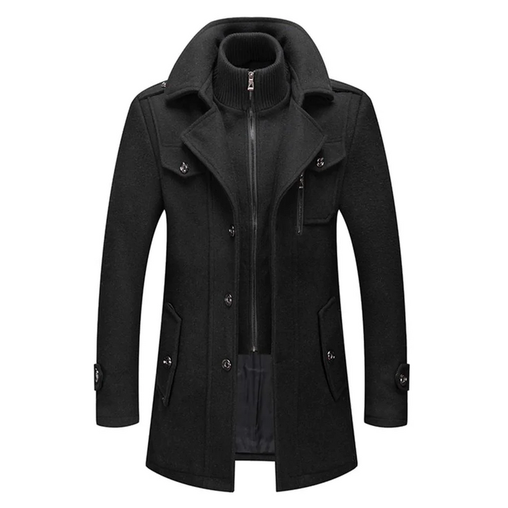 Structured men's tailored military jacket, offering a sharp, modern smart casual look. Perfect outerwear.