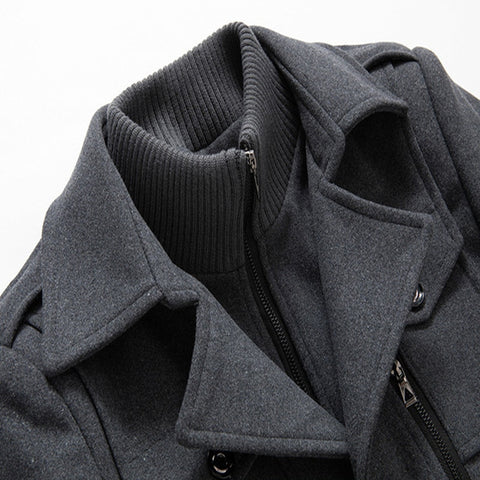 Detailed men's military tailored jacket, highlighting structured modern design & smart casual appeal.