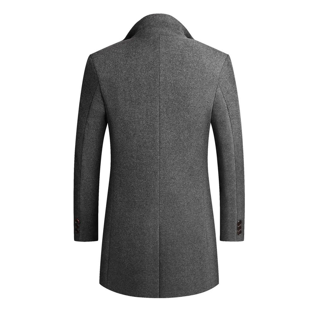 Elegant men's winter overcoat with a notch lapel, perfect for sophisticated fall fashion & formal wear.