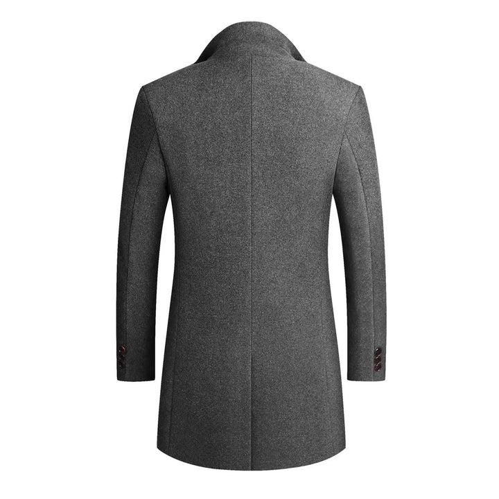 Elegant men's winter overcoat with a notch lapel, perfect for sophisticated fall fashion & formal wear.