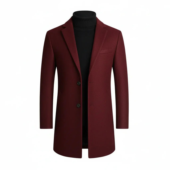 Classic men's tailored notch lapel overcoat, sophisticated long coat for formal wear & fall/winter fashion.