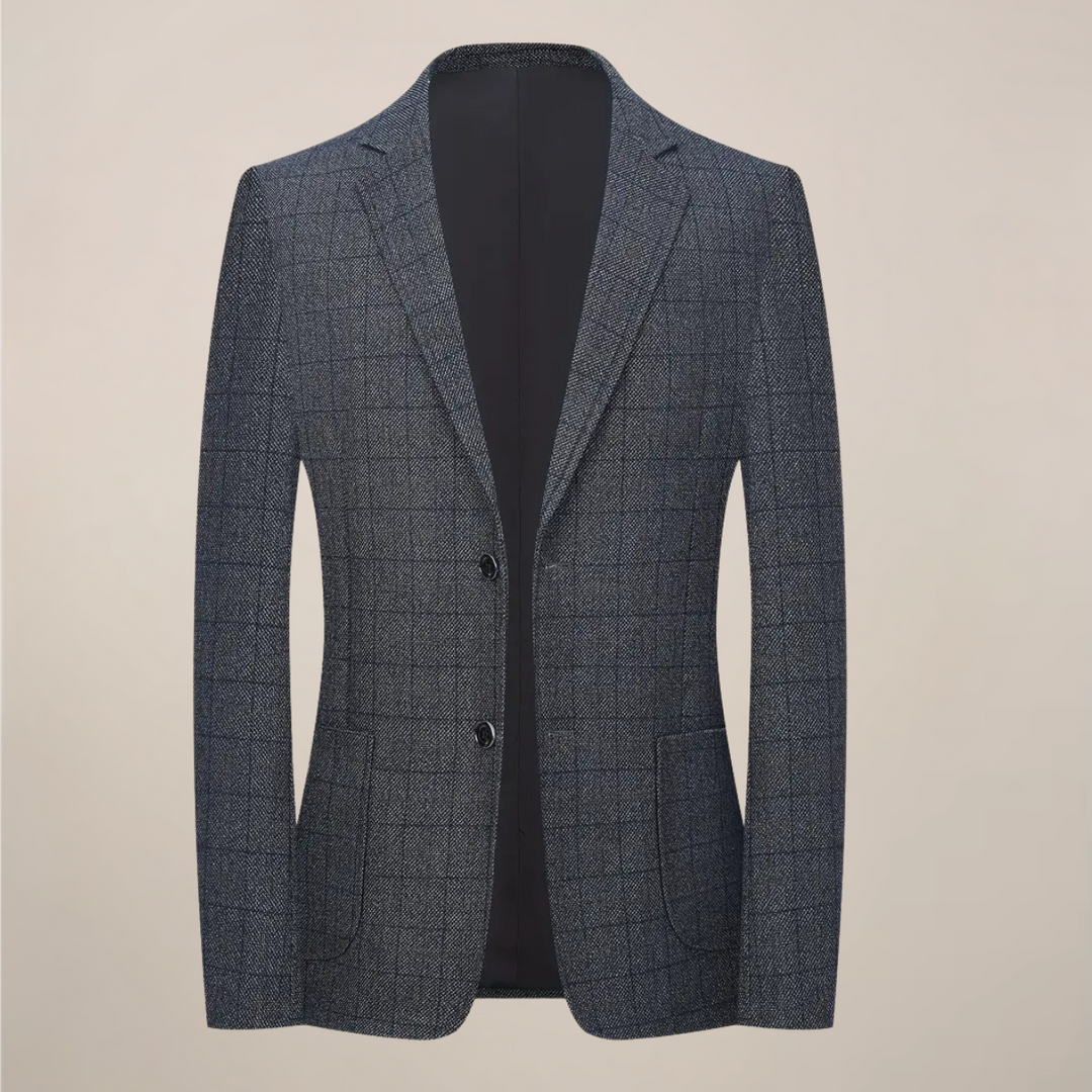 Men's tailored plaid blazer, perfect for smart casual or formal style. Stylish check jacket for men's fashion.
