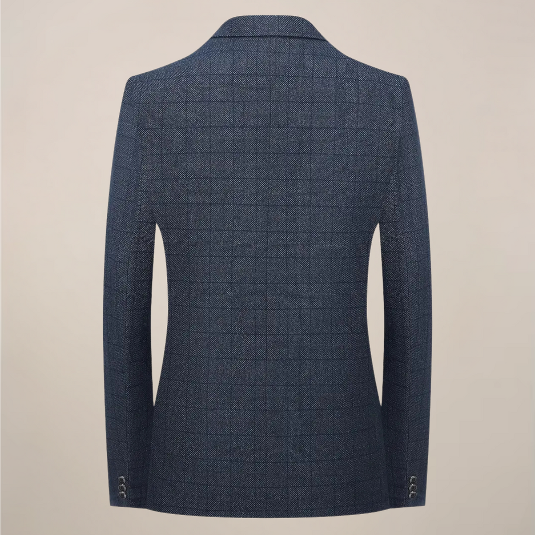Tailored fit men's plaid check blazer jacket. Versatile men's fashion for smart casual to formal occasions.