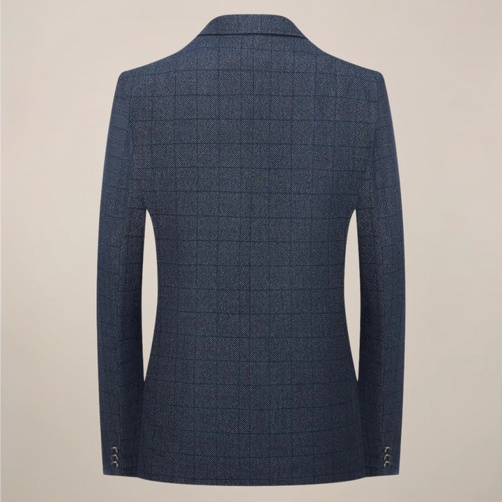 Tailored fit men's plaid check blazer jacket. Versatile men's fashion for smart casual to formal occasions.