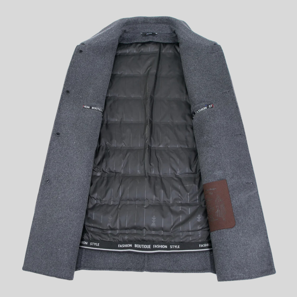 Versatile men's tailored overcoat, perfect smart casual outerwear and a classic cold weather jacket.