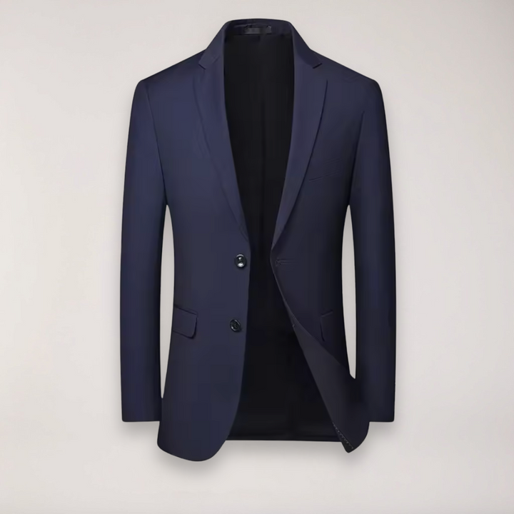 Versatile men's formal suit. Two-piece tailored blazer & trousers for weddings, business, and events.