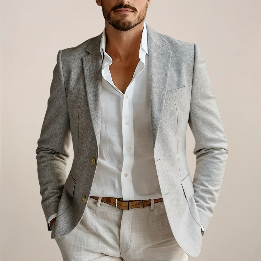 Elegant men's tailored two-piece suit. A versatile formal outfit for modern men, suitable for events or business.